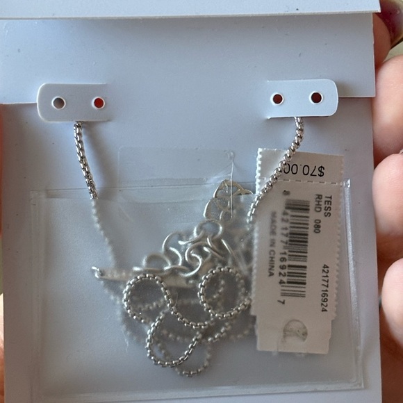 Kendra Scott Tess Pendant Necklace Rhodium Plated Platinum Drusy - Picture 5 of 5